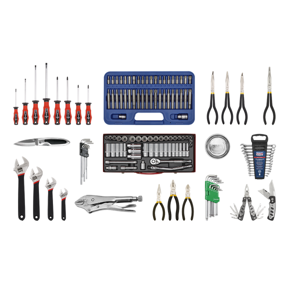 Sealey AP33109BCOMBO 10 Drawer Black Topchest with Ball Bearing Slides & 140pc Tool Kit