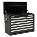 Sealey AP33109BCOMBO 10 Drawer Black Topchest with Ball Bearing Slides & 140pc Tool Kit