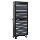 Sealey AP35STACK 16 Drawer Tool Chest Combination with Ball Bearing Slides - Black/Grey