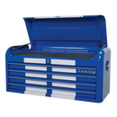 Sealey AP41104BWS 4 Drawer Wide Retro Style Topchest - Blue with White Stripes