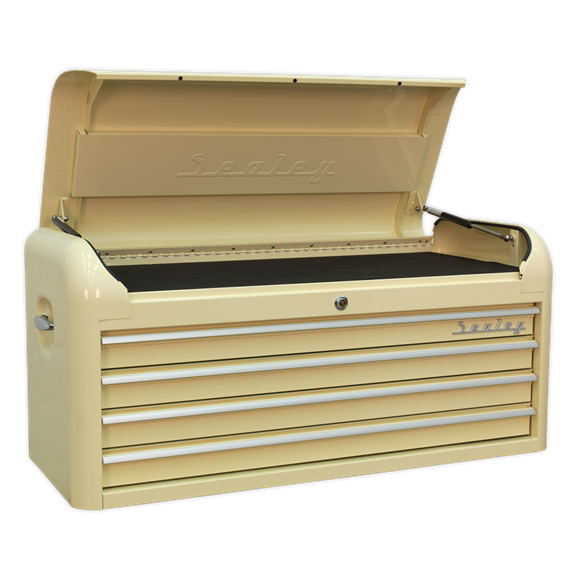 Sealey AP41104 4 Drawer Wide Retro Style Topchest - Cream