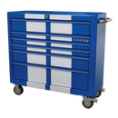 Sealey AP41206BWS 6 Drawer Wide Retro Style Rollcab - Blue with White Stripes