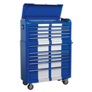 Sealey AP41COMBOBWS Retro Style Extra-Wide Topchest & Rollcab Combination 10 Drawer Blue/White Stripes
