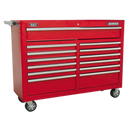 Sealey AP5213T 13 Drawer Extra-Wide Roller Cabinet with Ball Bearing Slides - Red