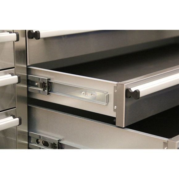 Sealey AP5520SS 10 Drawer & 2 Wall Cupboard Stainless Steel Mobile Tool Cabinet with Backboard