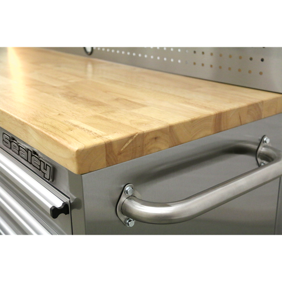 Sealey AP5520SS 10 Drawer & 2 Wall Cupboard Stainless Steel Mobile Tool Cabinet with Backboard