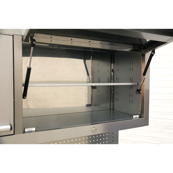 Sealey AP5520SS 10 Drawer & 2 Wall Cupboard Stainless Steel Mobile Tool Cabinet with Backboard