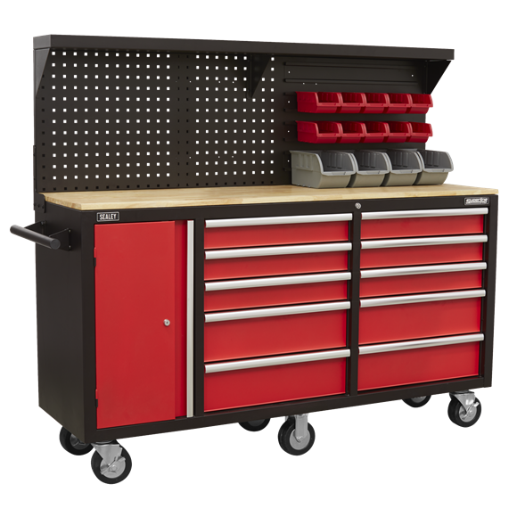 Sealey AP6310 10 Drawer Mobile Workstation with Backboard