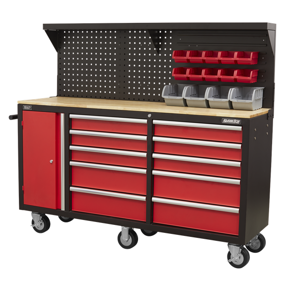 Sealey AP6310 10 Drawer Mobile Workstation with Backboard