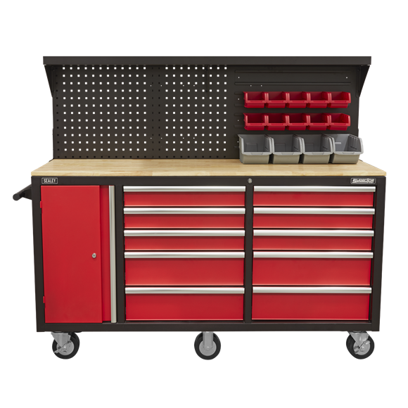 Sealey AP6310 10 Drawer Mobile Workstation with Backboard