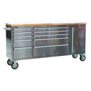 Sealey AP7210SS 10 Drawer & Cupboard Stainless Steel Mobile Tool Cabinet