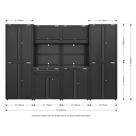 Sealey APMS10HFP Rapid-Fit 3.1m Modular Garage Storage System