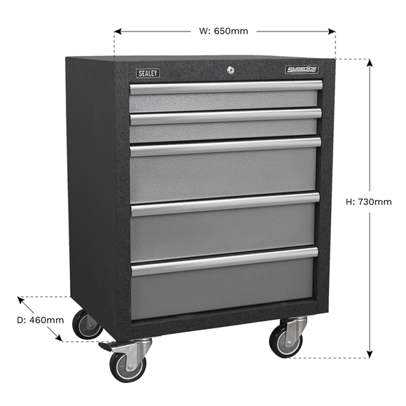 Sealey APMS58 650mm 5 Drawer Modular Mobile Cabinet