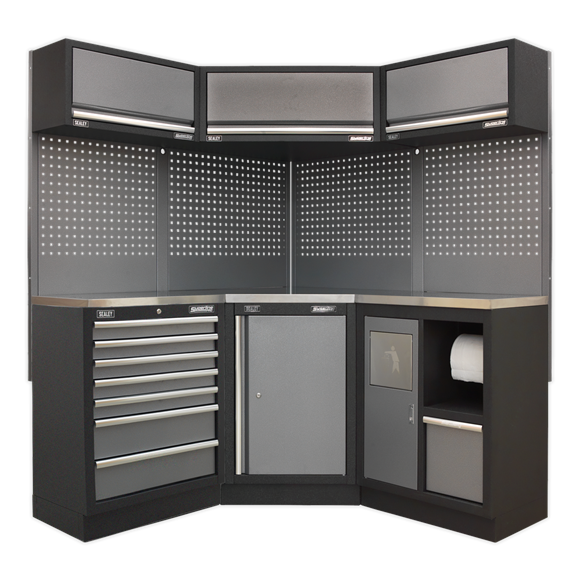 Sealey APMSSTACK08SS Superline Pro 1.6m Corner Storage System - Stainless Worktop