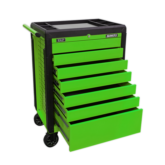 Sealey APPD7G 7 Drawer Push-To-Open Rollcab Hi-Vis Green