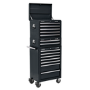 Sealey APSTACKTB 14 Drawer Topchest, Mid-Box & Rollcab Combination with Ball-Bearing Slides - Black