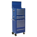 Sealey APSTACKTC 14 Drawer Topchest, Mid-Box & Rollcab Combination with Ball-Bearing Slides - Blue