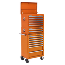 Sealey APSTACKTO 14 Drawer Topchest, Mid-Box & Rollcab Combination with Ball-Bearing Slides - Orange