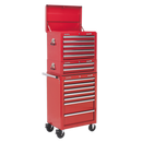 Sealey APSTACKTR 14 Drawer Topchest, Mid-Box & Rollcab Combination with Ball-Bearing Slides - Red