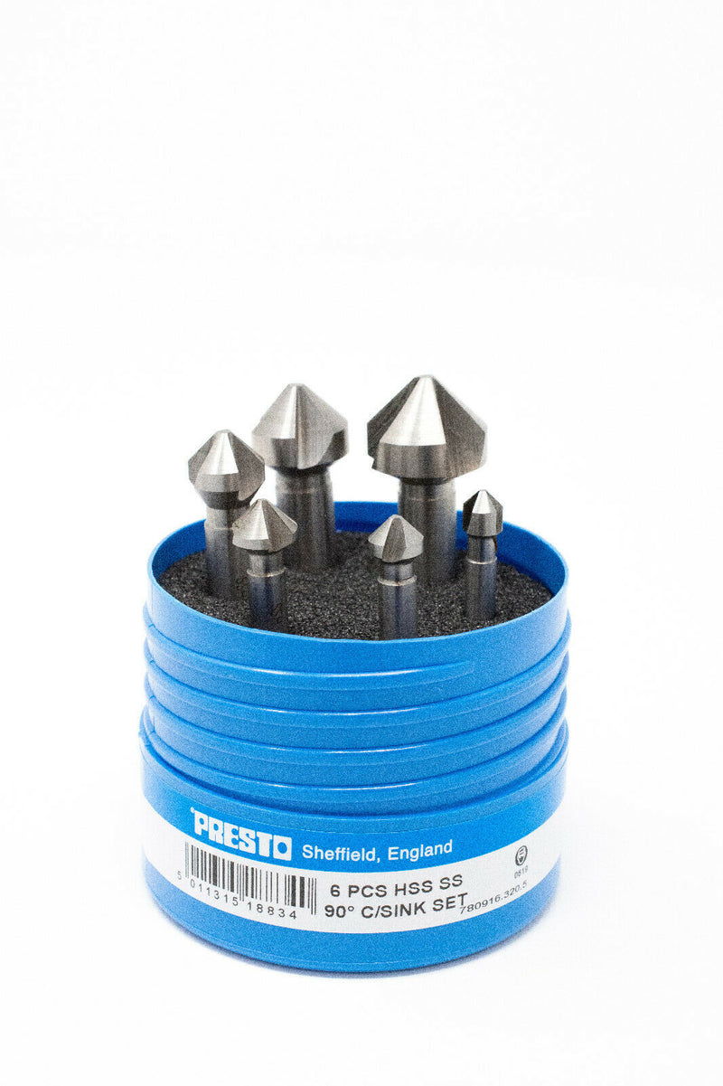 Presto - 6 Piece 90° HSS SS Countersink Set