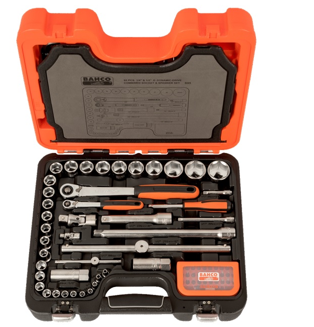 Bahco S95 95pce 1/4" & 1/2"DR Metric Socket Set, Spanners & Hex Key Set