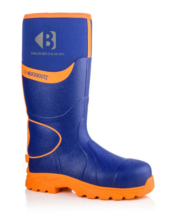 Buckbootz BBZ8000 Hi-Vis Blue / Orange Non-Metallic Safety Wellington Boots