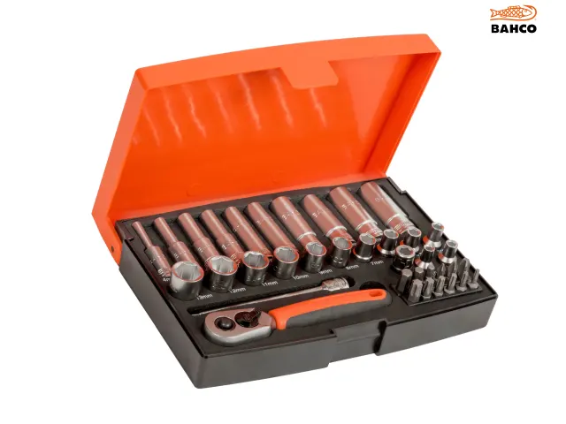 Bahco SL25L 37pce 1/4"Dr 4–13mm Standard & Deep Socket and Bit Set