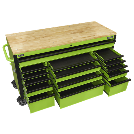 Sealey AP6115BE 15 Drawer 1549mm Mobile Trolley with Wooden Worktop