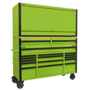 Sealey AP6115BECOMBO1 15 Drawer 1549mm Mobile Trolley with Wooden Worktop and Hutch and 2 Drawer Riser