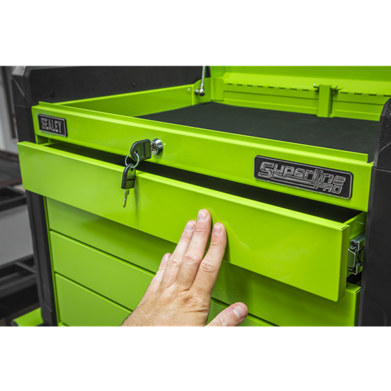 Sealey APPD4G Hi-Vis Green 4 Drawer Push-to-Open Topchest with Ball-Bearing Slides