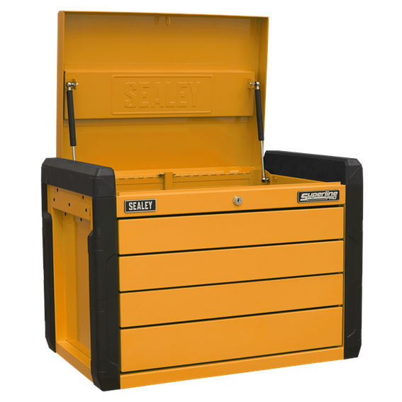 Sealey APPD4O Orange 4 Drawer Push-to-Open Topchest with Ball-Bearing Slides