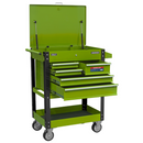 Sealey AP890MHV Heavy-Duty Mobile Tool & Parts Trolley with 5 Drawers & Lockable Top - Hi-Viz Green