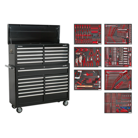Sealey TBTPBCOMBO4 23 Drawer with Ball-Bearing Slides Tool Chest Combination - Black with 446pc Tool Kit
