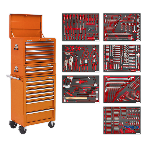 Sealey TBTPCOMBO4 14 Drawer Tool Chest Combination with 446pc Tool Kit - Orange