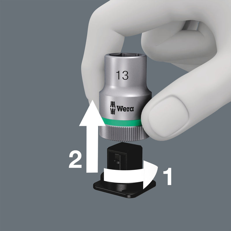 Wera 004210 6pc 8740 C HF 2 Zyklop Hex-Plus Holding Function Bit-Socket Set, 1/2"