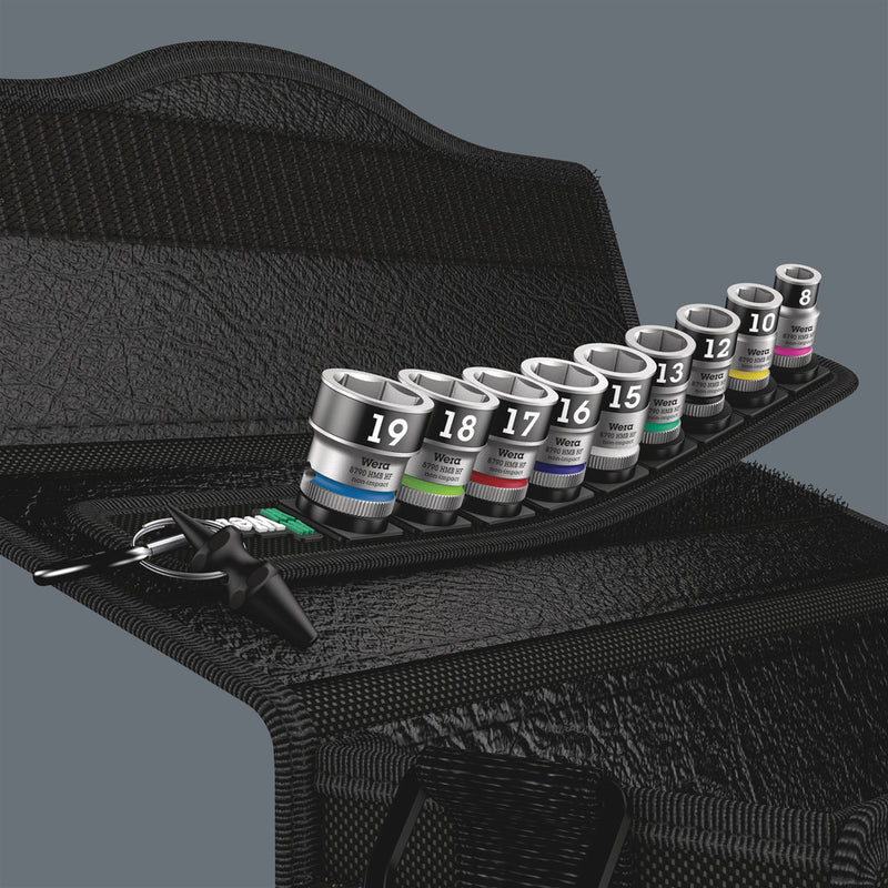 Wera 003970 10pc Belt B 1 Zyklop Holding Function Socket Set, 3/8"