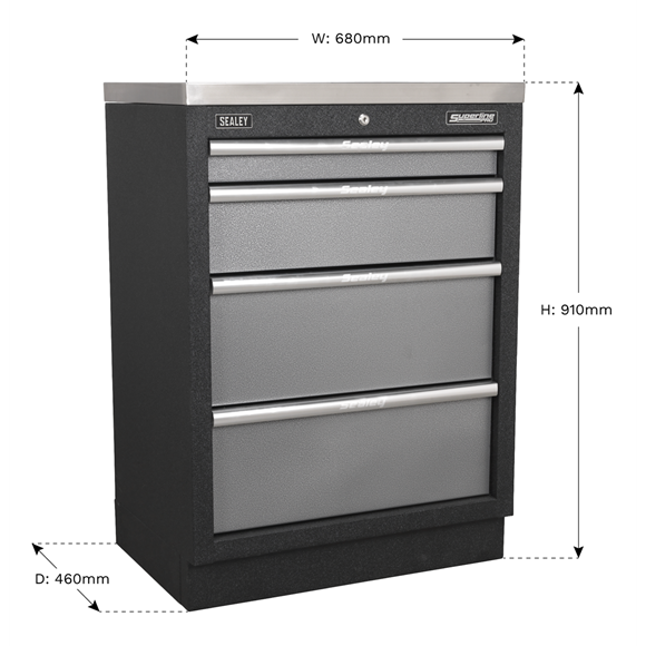 Sealey APMS51 680mm 4 Drawer Modular Floor Cabinet