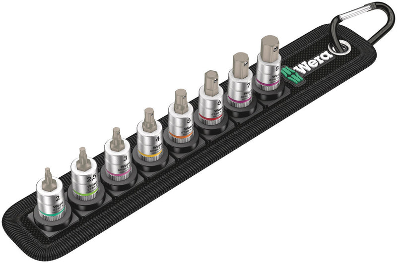 Wera 003881 8pc Belt A 2 Zyklop Hex-Plus Holding Function Bit-Socket Set, 1/4"