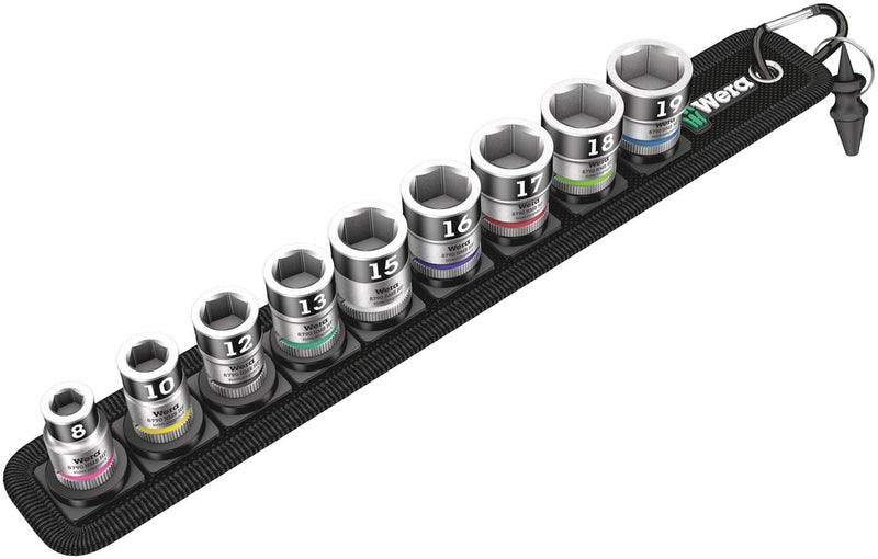 Wera 003970 10pc Belt B 1 Zyklop Holding Function Socket Set, 3/8"