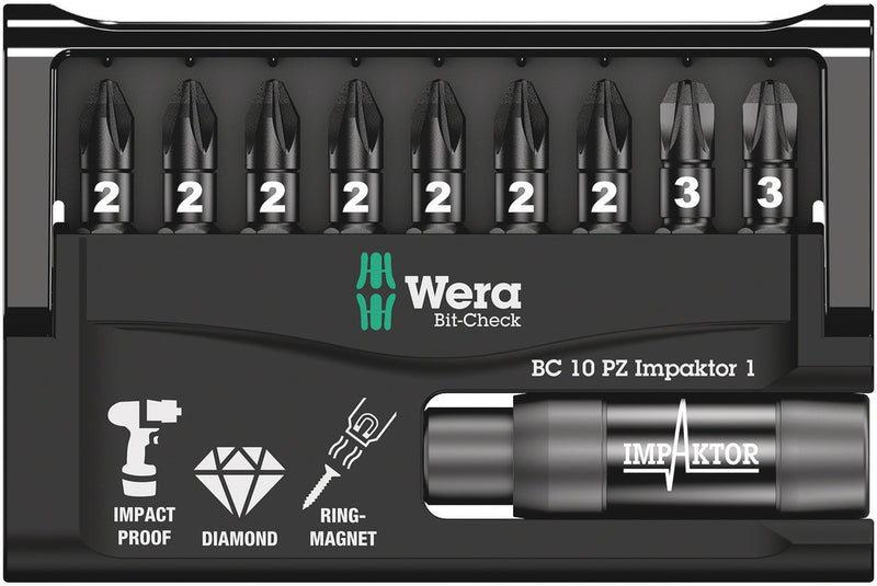 Wera 057684 10pc Bit-Check 10 PZ Impaktor 1