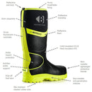 Buckbootz BBZ8000BKYL Hi-Vis Black / Yellow Non-Metallic Safety Wellington Boots With Ankle Protection