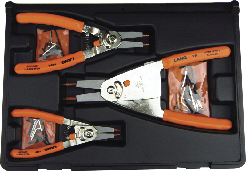 Lang 1465 Quickswitch Internal & External 3pce Cirlip Plier Set C/W Tip Kit