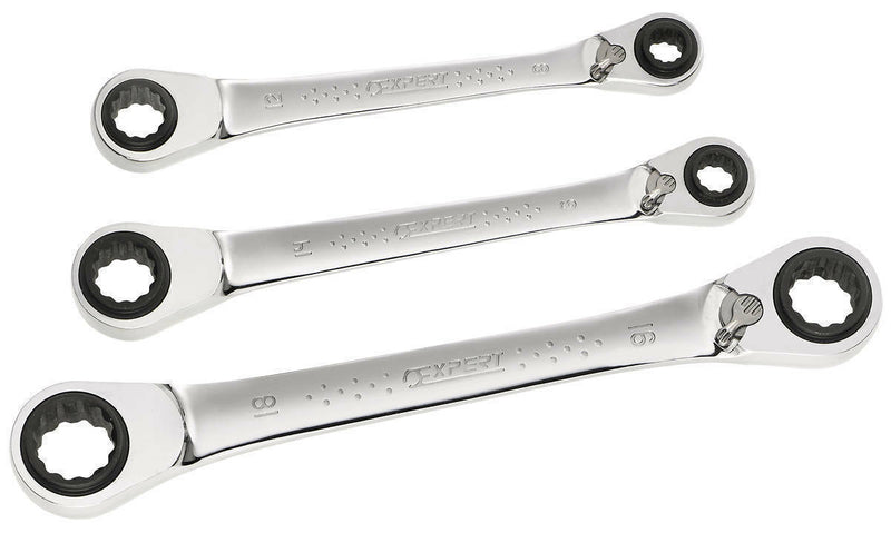 Expert By Facom E111115 3pce 8-19mm 4-IN-1 Ratcheting Ring Spanner Wrench Set