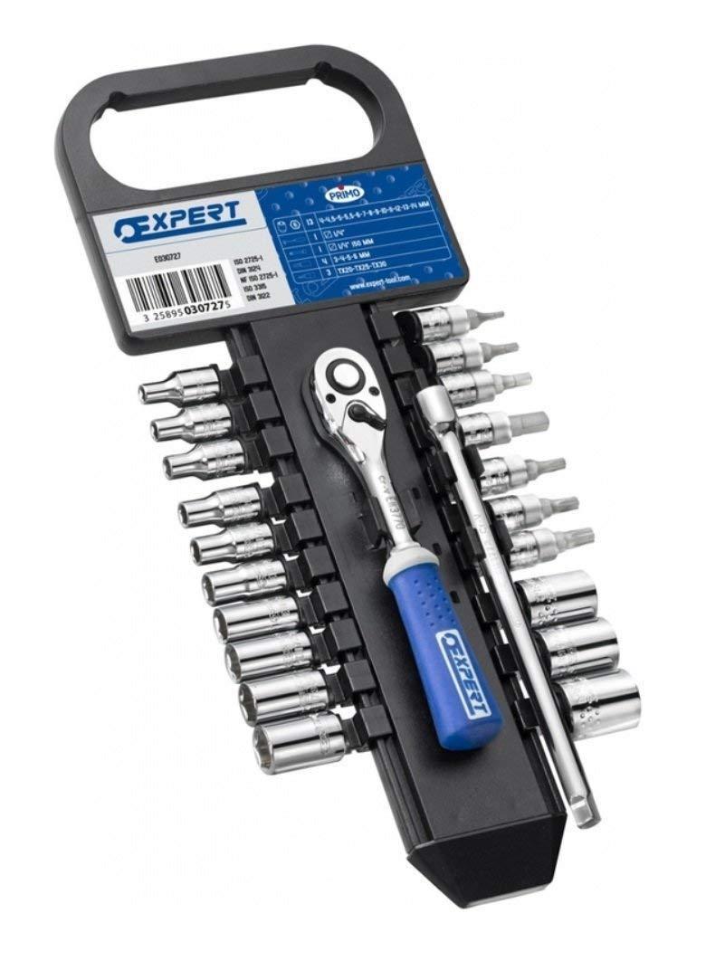 Expert E030727 22PCE 1/4″Dr 4-14mm Metric Socket Set on Storage Rack