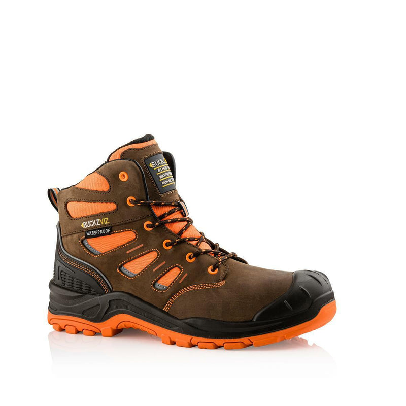 Buckbootz BVIZ2 Brown/Orange High Visibility Waterproof Safety Boot