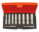 Bahco S0810L 1/4"Dr 10pce 4-13mm Deep Long Metric Socket Set