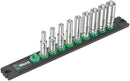 Wera 005410 9pc Magnetic socket rail A Deep 1 Socket Set, 1/4"