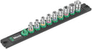 Wera 005420 9pc Magnetic socket rail A Imperial 1 Zyklop Socket Set, 1/4"