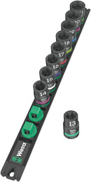 Wera 005490 9pc Magnetic Socket Rail C Impaktor Socket Set, 1/2"
