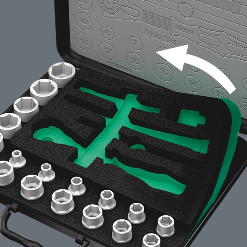 Wera 003535 41pc 8100 SA 4 Zyklop Speed Imperial Socket Set, 1/4"